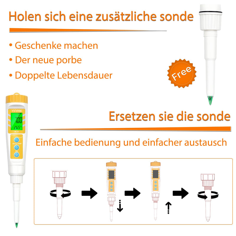 [Australia - AusPower] - YINMIK pH Meter for Food and Water, Precise Digital pH Meter for Meat, Cheese, Sauerkraut, Bread, Hot Sauce, Kombucha and Pool, Food pH Meter with LCD Display and ATC Function 