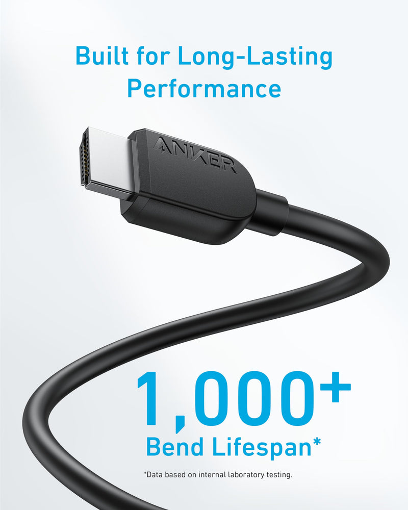 Anker HDMI Cable 8K@60Hz, 10FT Ultra HD 4K@120Hz HDMI Cord,48 Gbps Certified Ultra High-Speed,Compatible with PlayStation 5,Xbox,Samsung TVs,and More (Pack of 2) 10ft (Pack of 2)
