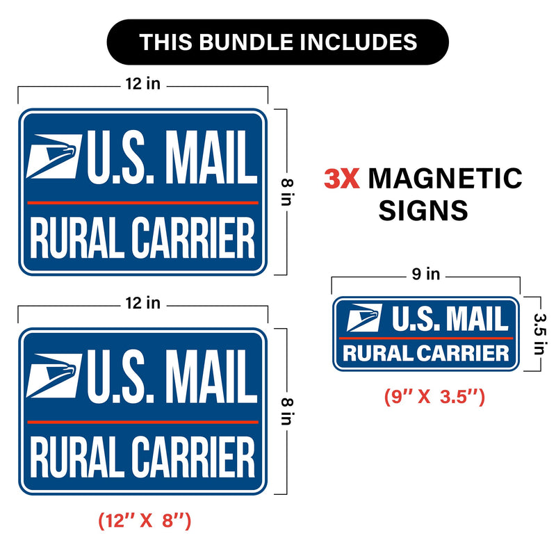 [Australia - AusPower] - Lumiere Tech 3 Pack Heavy Duty U.S. Mail Delivery Driver Magnetic Signs Rural Delivery Carrier Magnets 2(12"×8") 1(11"×3") For Cars, SUV, Trucks. Images Subject to Copyright (Blue) Blue 
