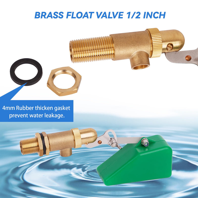[Australia - AusPower] - 2Pcs Brass Float Valve 1/2 Inch Livestock Water Tank Float Valve with Adjustable Arm for Water Trough Water Float Valve for Automatic Waterer,Aquariums,Ponds,Aquaculture, Hydroponics 