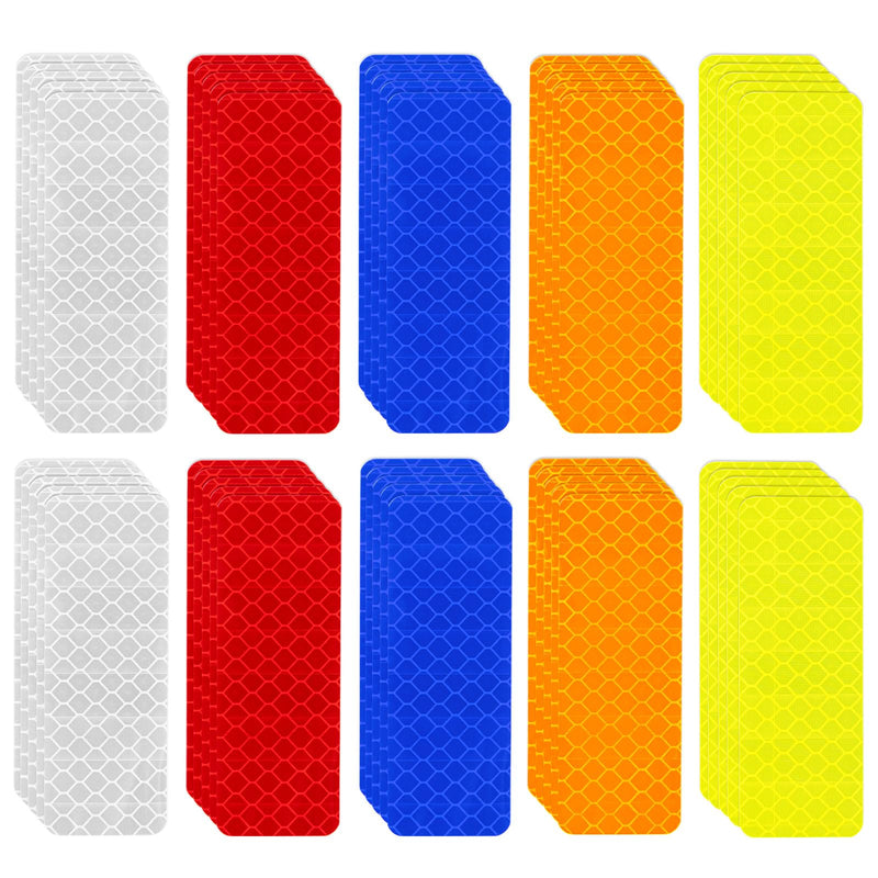 150PCS Safety Reflective Stickers, Waterproof Reflective Tape for Car Bike Motorcycle Reflectors for Mailbox Post, Golf Cart and Trailer Helmet, 3.15 x 1.18 Inch Multicolour