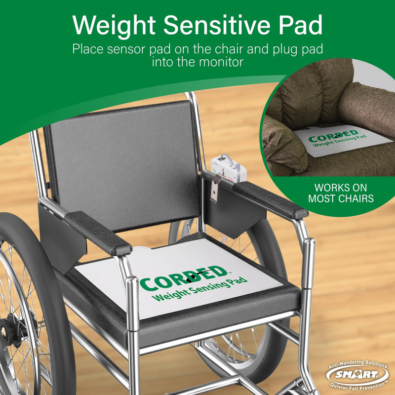 [Australia - AusPower] - Smart Caregiver Fall Prevention Monitor and Weight Sensing Chair Pad - Alerts Caregiver When They Get Up from Chair - Chair Exit Alert for Elderly - 1 Year Warranty 