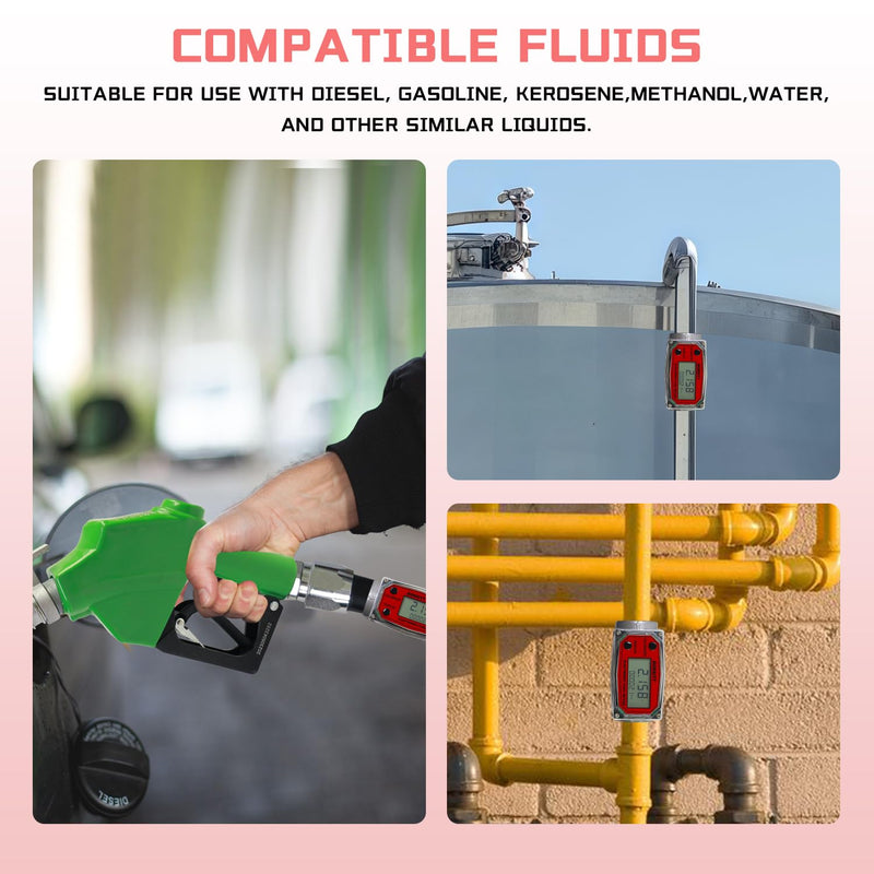[Australia - AusPower] - 3/4" NPT Digital Fuel Transfer Meter 2-35 GPM Flow Rate - Accurate, Easy-to-Read LCD Display Heavy-Duty Construction for Diesel Kerosene Gasoline Water, Oil- Supports Gallon, QTS, PTS, L, m³ 3/4 INCH 