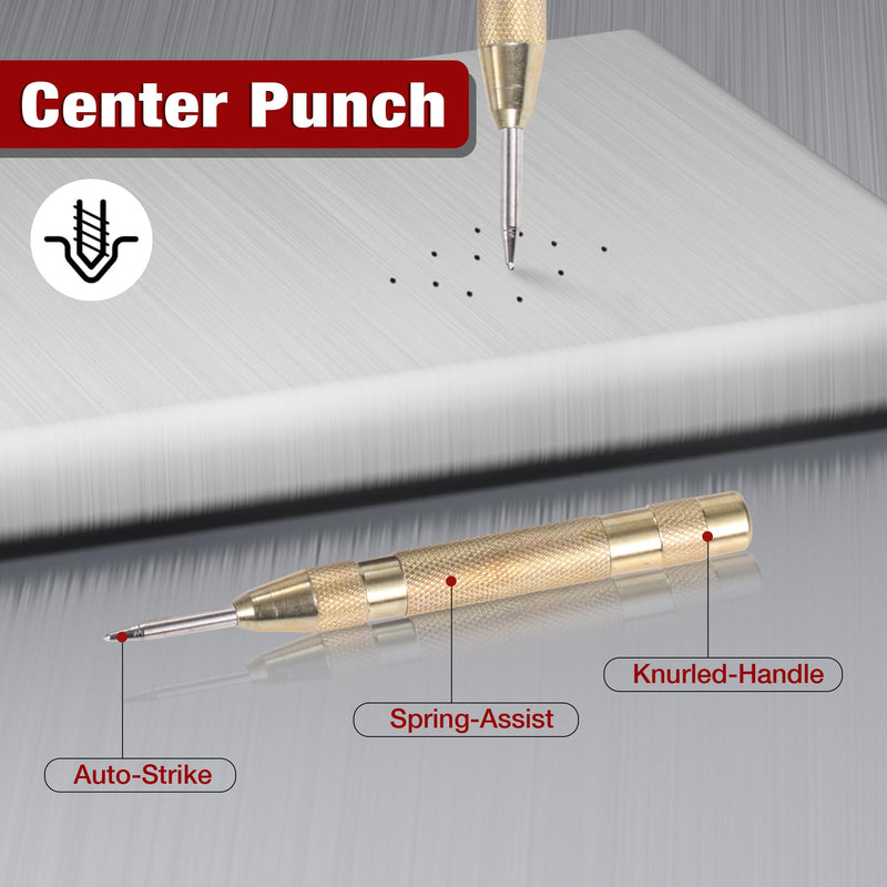 Step Drill Bits, 6PCS (50 Sizes) HSS Step Unibit Drill Bit Set with Automatic Center Punch, Double Cut Blades High-Speed Steel with Aluminum Case, Multi-Hole Stepped Up Bits for DIY Lovers
