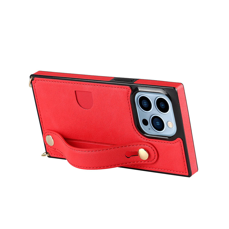 [Australia - AusPower] - CCSmall for iPhone 15 Pro Max Case with Card Holder for Women, Phone Case Crossbody with Wrist Strap & Removable Adjustable Shoulder Lanyard Cover for iPhone 15 Pro Max KB Red 