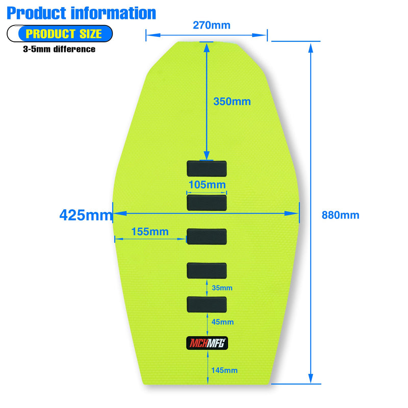 [Australia - AusPower] - Ribbed Seat Cover for SX DRZ XCF RMZ KXF YZF 125 250 300 450 Motorcycle Dirt Bike (Fluorescent-Yellow) Yellow 