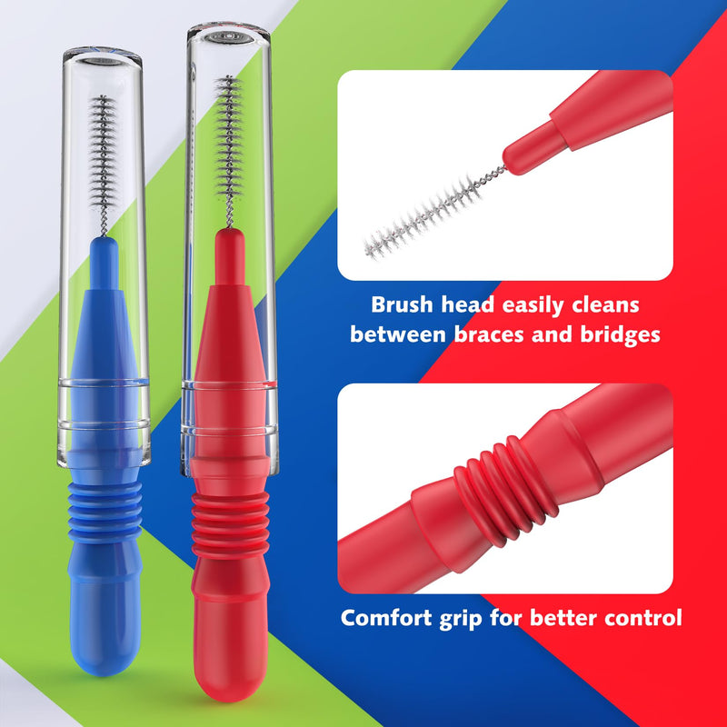 [Australia - AusPower] - Interdental Brush,Toothpick Tooth Flossing Head Oral Dental Hygiene Brush, braces cleaning kit (2.5mm/3mm) 72 Count 