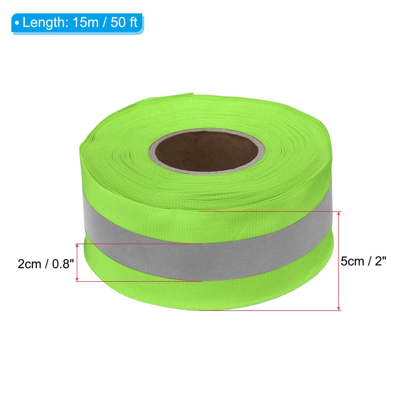 PATIKIL Reflective Tape Strip, 2" x 50Ft High Visibility Reflective Tape Sew-on DIY Warning Safety Fabric Webbing for Clothing Raincoats, Fluorescent Green 2 Inch x 50 Feet