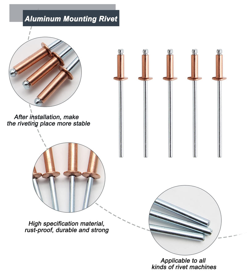 [Australia - AusPower] - 1/8" x 1/2" Red Copper Pop Rivets Assortment - 60Pcs, Aluminum Rivets Metal Blind Rivets Kayak Rivets Tool Marine rivet fasteners for Boat 1/8" x 1/2" Red, 60pcs 