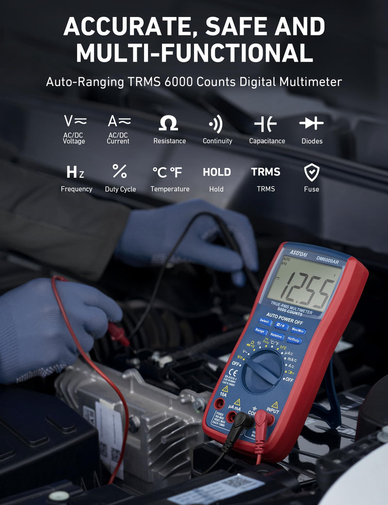[Australia - AusPower] - Voltage Tester with Screwdriver Non-Contact Dual Range AC 12V/70V-1000V and Multimeter Tester 6000 Counts 