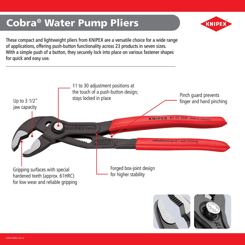KNIPEX - 87 02 180 SBA Tools - Cobra Water Pump Pliers, Multi-Component (8702180SBA)