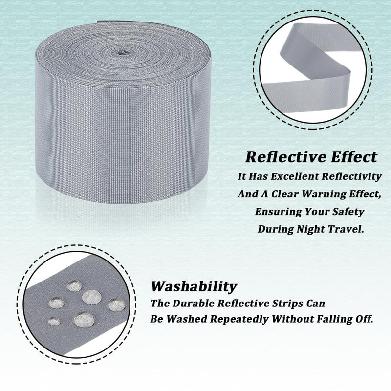 GORGECRAFT 10m*30mm Silver Reflective Fabric Tape High Visibility Reflective Tape Strip Sew On Safety Fabric Material Outdoor Warning Strip Webbing for Walking Cycling Clothes Backpacks at Night