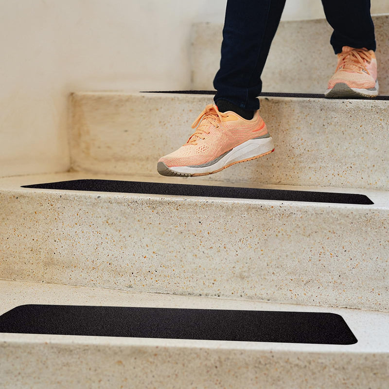 15 Pack Outdoor Non Slip Stair Treads, 24" x 4" Pre-Cut Anti Slip Tape Strips with Roller, Weather Resistant Grip Tape for Steps Wooden Indoor Staircase Floor Ramp Ladder (10cm) 10cm