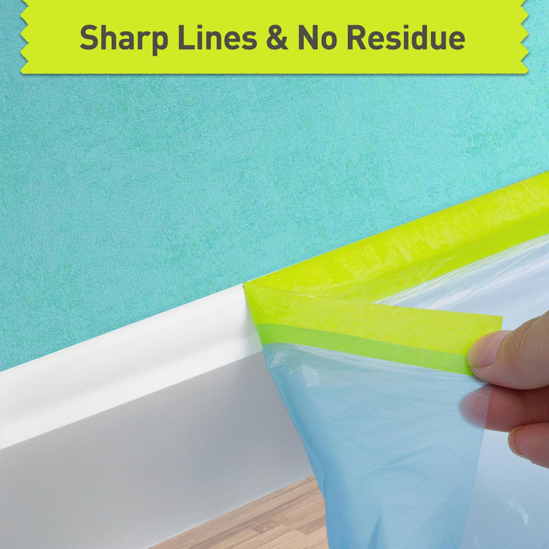 Tangibay Pre-Taped Masking Film for Painting - 56" x 66' Painters Plastic Sheeting for House & Automotive Paint, Tape and Drape for Covering Cars, Walls, Windows and Furniture Protection (2 Rolls) 2 Rolls: 56"x66'