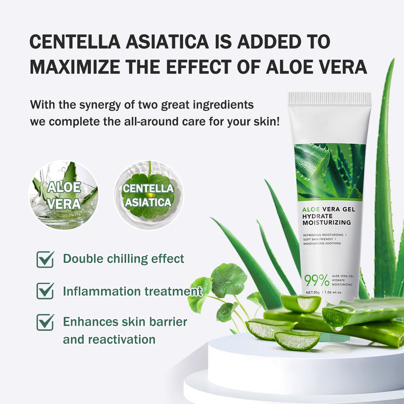 [Australia - AusPower] - 16PCS Organic Aloe Vera Gel for Face and Body,Hydrating After Sun Lotion,Moisturizing Pure Vera Moisturizer,Travel Size Gel Moisturizer,Aloe Lotion for After Sun Care and Skin Care After Hair Removal 16PCS 