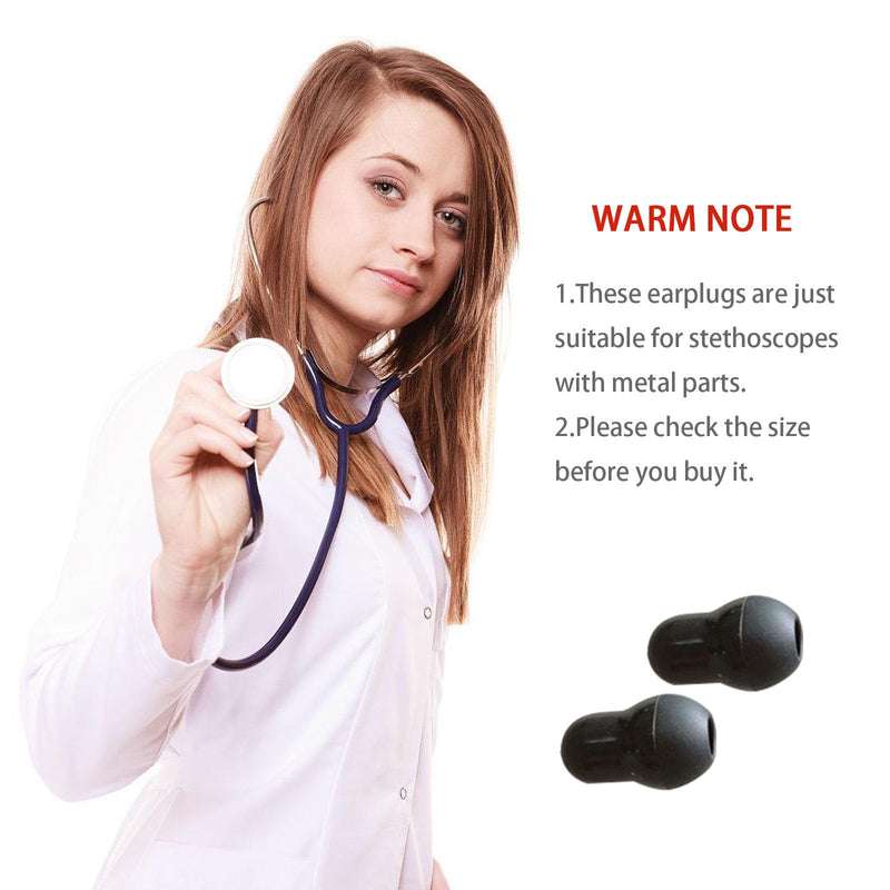 [Australia - AusPower] - 10PCS Stethoscope Ear Tips Replacement,Comfortable Fit Stethoscope Ear Pieces Replacement,Soft Premium Push-On Silicone Stethoscope Eartips Black 