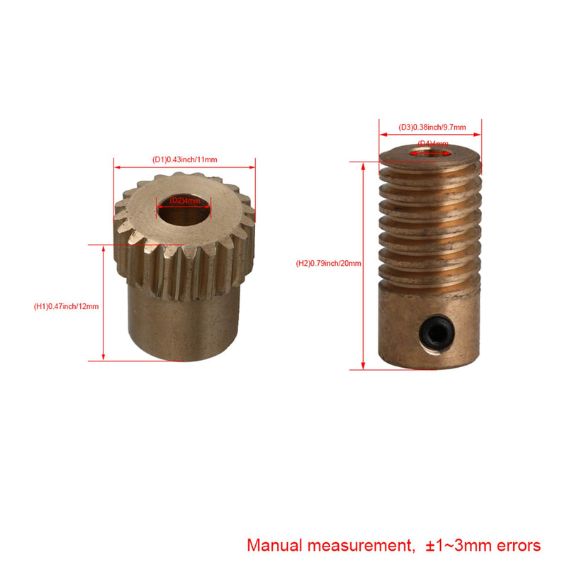 [Australia - AusPower] - CNBTR 0.5 Modulus Brass Reducer 20 T Wore Gear Wheel + 4mm Bore Gear Shaft 