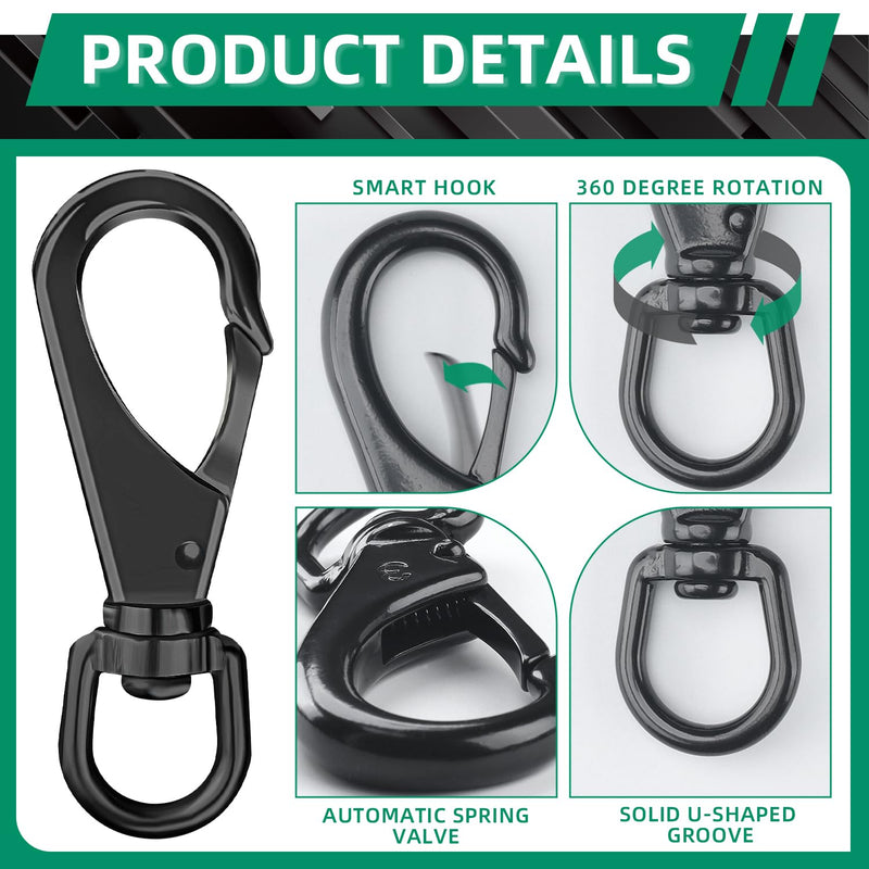 [Australia - AusPower] - Swivel Snap Hooks, 2.57” Swivel Hooks, 6 Pcs Swivel Carabiner, Stainless Steel Swivel Eye Snaps, 80 LBS Heavy Duty Snap Hook for Marine, Sports, Luggages, Pets, Keychains, Flag Clips For Flagpole 