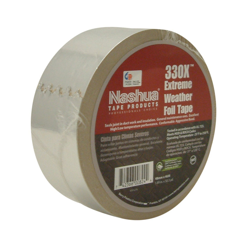 Nashua 330X Extreme Weather HVAC Foil, Metal, Aluminum Repair Tape, 3.5 mil Thick, 46m Length, 72 mm Width 2.83 in. X 50.3 yds