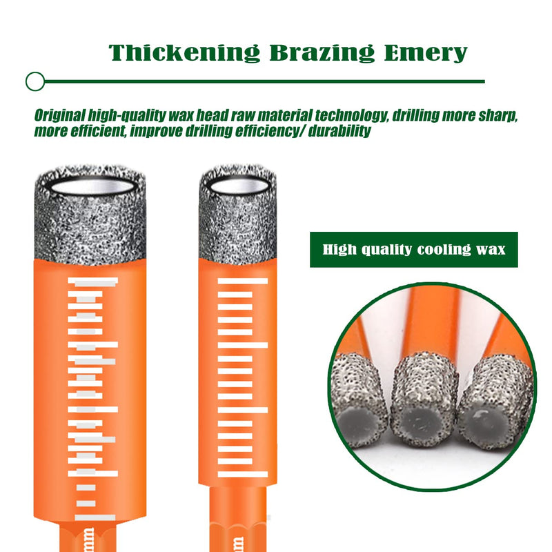 9 PCS Orange Dry Diamond Drill Bits Set, Hex Shank Diamond Hole Saw Kit with Storage Bottle, for Granite Marble Tile Ceramic Stone Glass Hard Materials (Not for Wood) with Size 3/16'' to 5/8''