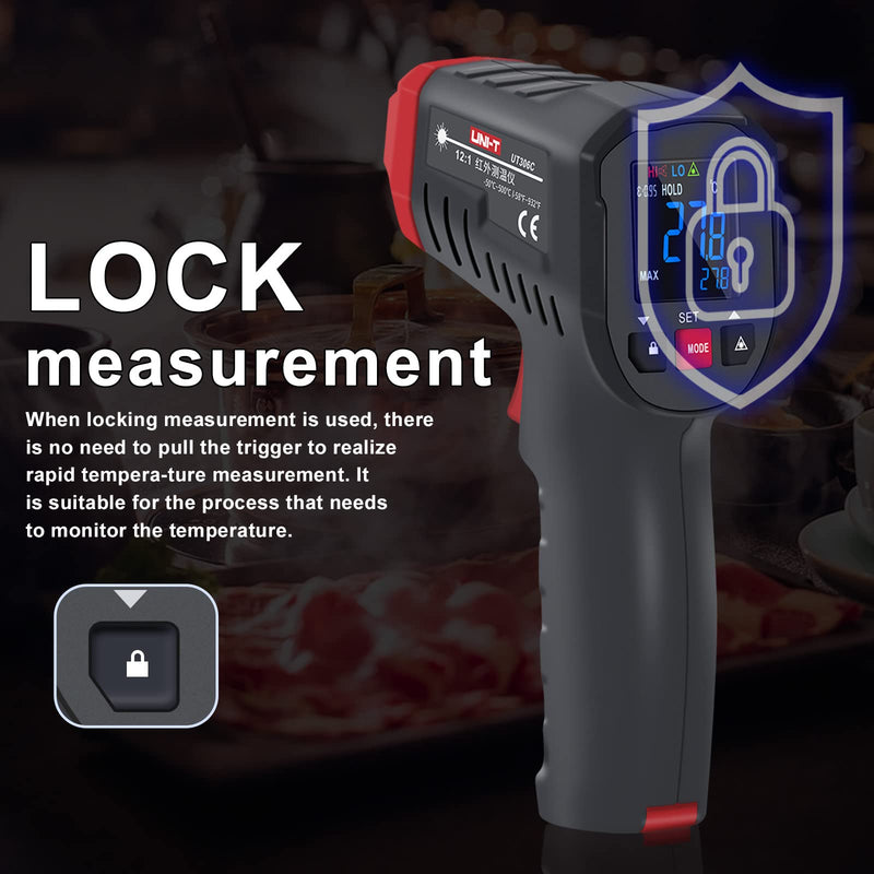 [Australia - AusPower] - UNI-T Infrared ir high Temperature Thermal Gun for Cooking Automotive, -58°F~932°F Non Contact Thermometer Pyrometer for Pizza Oven Griddle Food Meat Surface Laser Temp Gun Gauge UT306C 