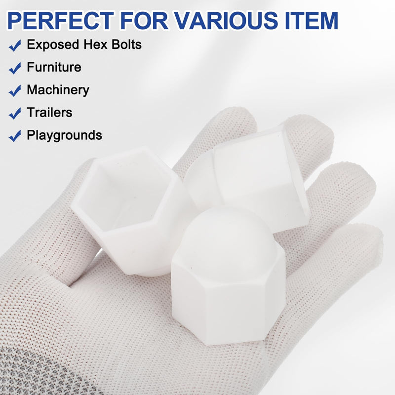 [Australia - AusPower] - PATIKIL 50 Pcs Hex Nut Cover, M20x30x37mm Nylon Screws Bolt Covers Caps Dome Acorn Hex Head Bolt Protection Cap for Screws Nut, White 