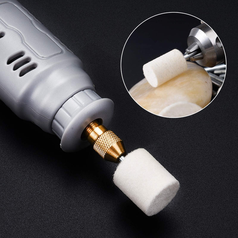 [Australia - AusPower] - 50pcs Polishing Bits Mounted Grinding Polishing Sanding Discs Sanding Tools Wool/Sesame/Rubber/Cowhide Rotary Tool Accessories Set 3 mm Shaft 