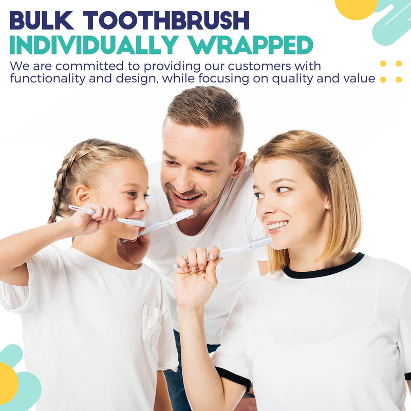 200 Pack Individually Wrapped Disposable Toothbrush Bulk Single Use Toothbrush Travel Toothbrushes Disposable Soft Bristle Adult Toothbrush Manual Tooth Brush for Women Men Hotels Guest Rooms, White