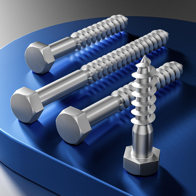 Wensilon Lag Screws Wood Screws (8PCS, 1/2"x6", Black) Hex Head Lag Bolts,(12x150) Heavy Duty Lag Screws,304 Stainless Steel Bolts 18-8 1/2"x6"