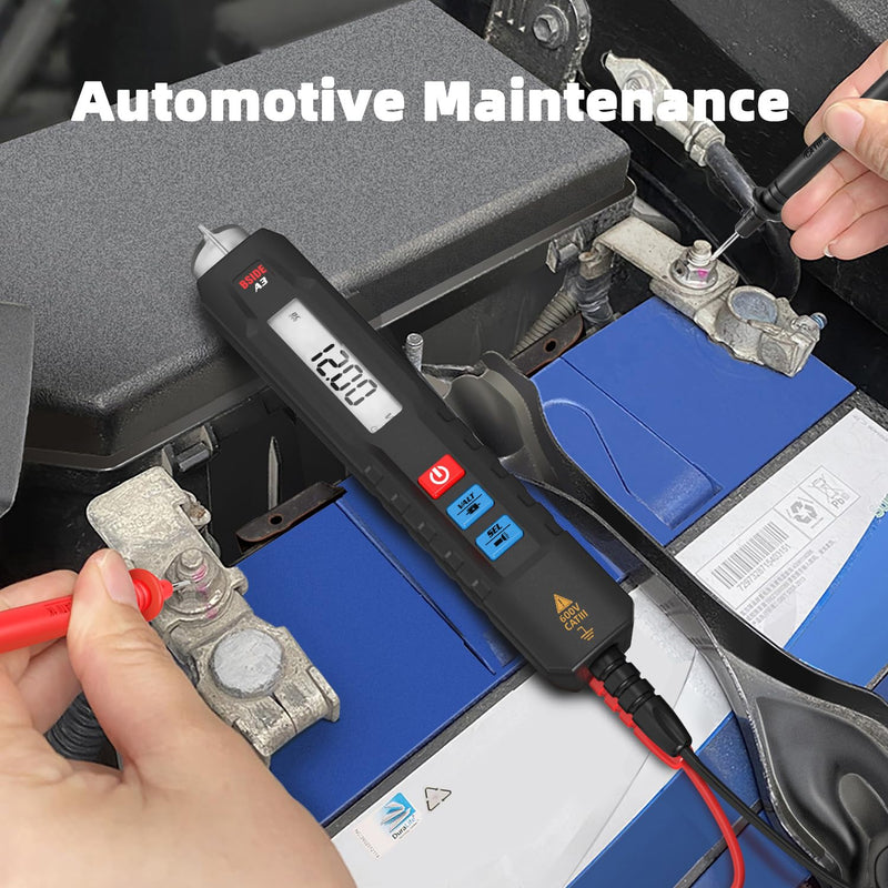 [Australia - AusPower] - BSIDE Voltage Tester Non Contact Voltage Detector Electrical Circuit Tester Pen, with Test Leads for Capacitance Diode Continuity Resistance Voltage Tester A3 