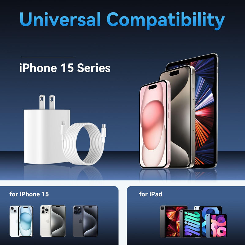 [Australia - AusPower] - iPhone 15/15 Pro Max Charger Fast Charging,20W USB C Fast Charger Block iPhone 15 Charger Cord 10FT Long USB C to C Charging Cable for iPhone 15 Pro Max/15 Pro/15/15 Plus,iPad Pro 12.9"/11",iPad Air White 