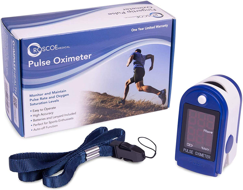 [Australia - AusPower] - Roscoe Medical Finger Pulse Oximeter Oxygen Saturation Monitor - Pulse Ox Fingertip o2 Monitor for Pediatric and Adult - Sports and Aviation Use Only 