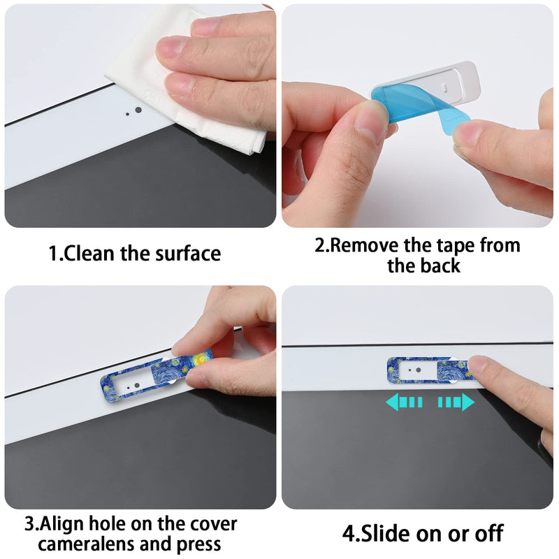 [Australia - AusPower] - Webcam Cover, 3 Pieces, Laptop Camera Cover, Privacy Shielding Capacity is Twice as Big as The Traditional, Suitable for Computer Mobile Phones, laptops, Tablets and so on (Blue Pattern) Blue pattern 