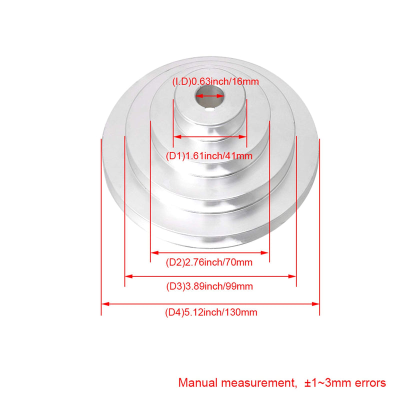 [Australia - AusPower] - CNBTR 16mm Bore Aluminum A Type 4 Step Pulley Wheel for V-Belt Timing Belt (Outer diameter: 41, 70, 99, 130mm) 
