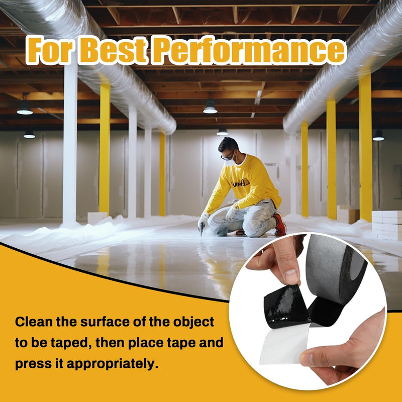 Bghdas - 1 Pack Butyl Sealant Tape 1 1/2" X 60' - Double Sided - Black Vapor Barrier Butyl Tape for Wall of Crawl Space, Rv Windows, Deck Boat, Crawlspace (Waterproof, Weatherproof) 1.5