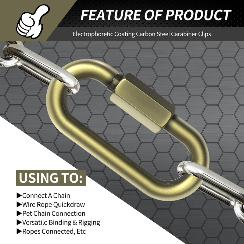 [Australia - AusPower] - 2.3" Chain Quick Links, 5 Pcs 1/4" Marine Grade Screw Chain Links, Large Opening Chain Connector Chain Coupler, 900 Lbs Capacity 2.3 Inch, 5 Pack 