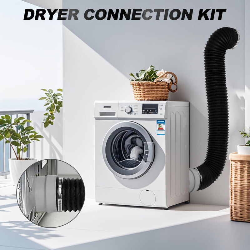 Dryer Vent Hose Kit 8FT, 4 Inch Flexible Aluminum Dryer Vent Duct, Heavy Duty Anti-Crush Dryer Vent Kit with Clamps, Connector & Foil Tape