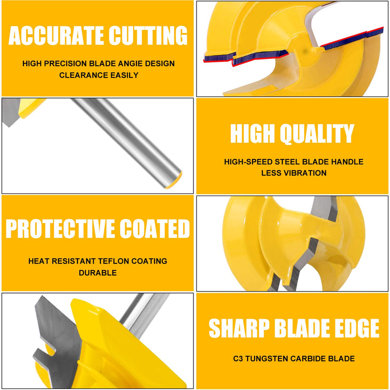 [Australia - AusPower] - Newdeli 45 Degree Lock Miter Router Bit 3-Piece Set, for 1/2”, 5/8”, 3/4” Cutting Height, 1/4 Inch Shank. Easy to Create Lock Miter Joint 1/4shank * 3PCS 