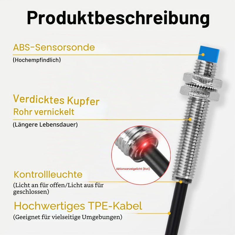 Heschen M8 Inductive Proximity Sensor Switch Non Shield Type, LJ8A3-2-Z/BY, Detector 2 mm 10-30VDC 200mA 3-Wire (PNP NO) PNP NO
