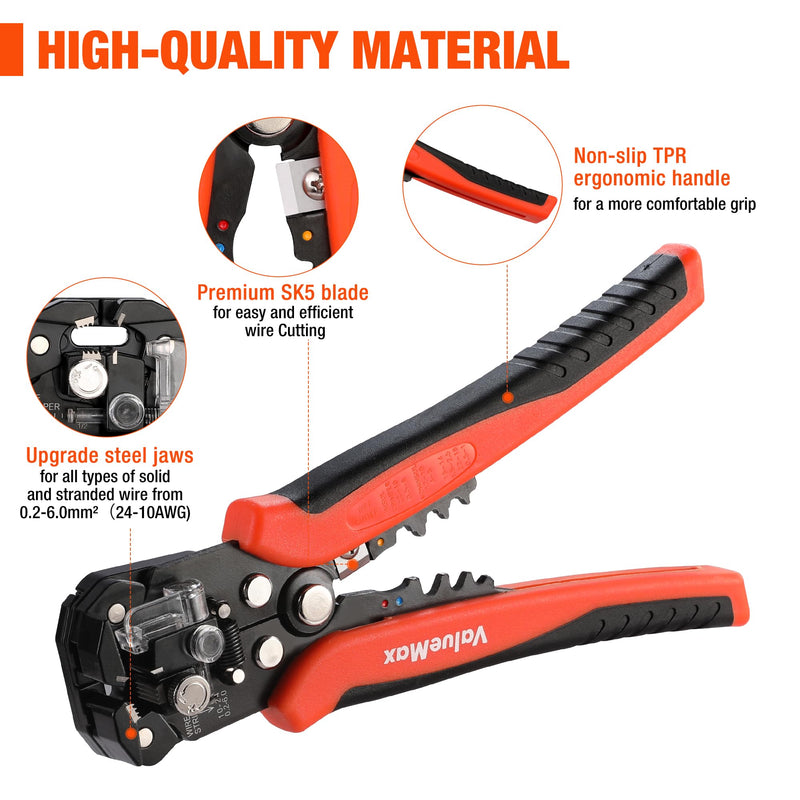 [Australia - AusPower] - DURATECH Magnetic Tape Measure 25FT with Fractions 1/8 with ValueMax 266PCS Wire Stripper Tool Kit, Self-Adjusting 8" Automatic Wire Stripping Tool for AWG 10-24 