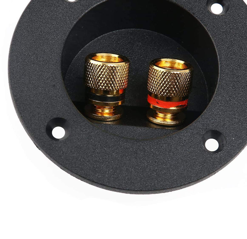 [Australia - AusPower] - 2 Pcs Black 3" Round 2-Way Speaker Box Terminal Binding Post Screw Cup Connector Subwoofer Plug 