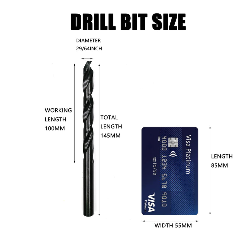 29/64 inch HSS M35 Cobalt Twist Drill Bits,High Speed Steel,Pack of 5,Suitable for Steels,Cast Iron,Stainless Steels and Other Hard Metals(29/64inch) 29/64in