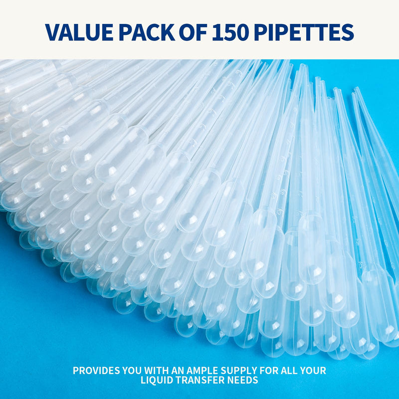 [Australia - AusPower] - Teenitor 150PCS 3ML Plastic Transfer Pipettes Eye Dropper, Disposable Essential Oils Pipettes Dropper Makeup Tool Science and Lab 150 