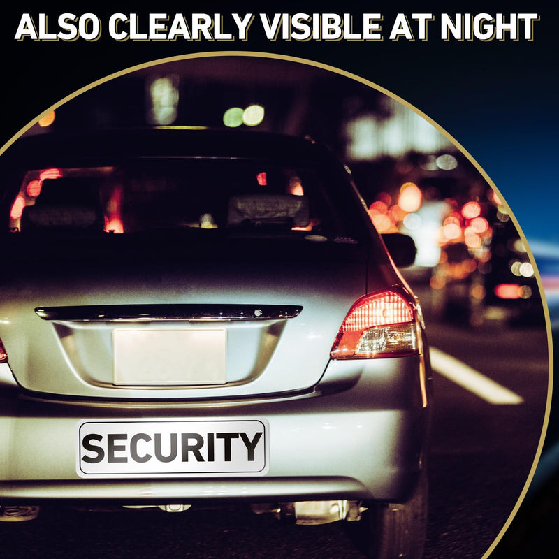 [Australia - AusPower] - 4 Pcs Security Car Magnetic Signs Reflective Security Heavy Duty Signs for Vehicles Magnetic Truck Signs Waterproof Security Officers Magnetic Decals for Patrol(White with Black Border) White with Black Border 