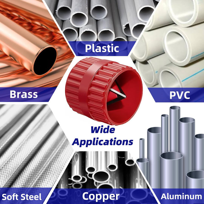 [Australia - AusPower] - Deburring Plastic Copper Tube, Universal 2-in-1 Pipe Deburring Tool for Chamfering and Grinding Indoor and Outdoor Use, 5-38 mm, Plastic Body, Copper Pipes, Red 