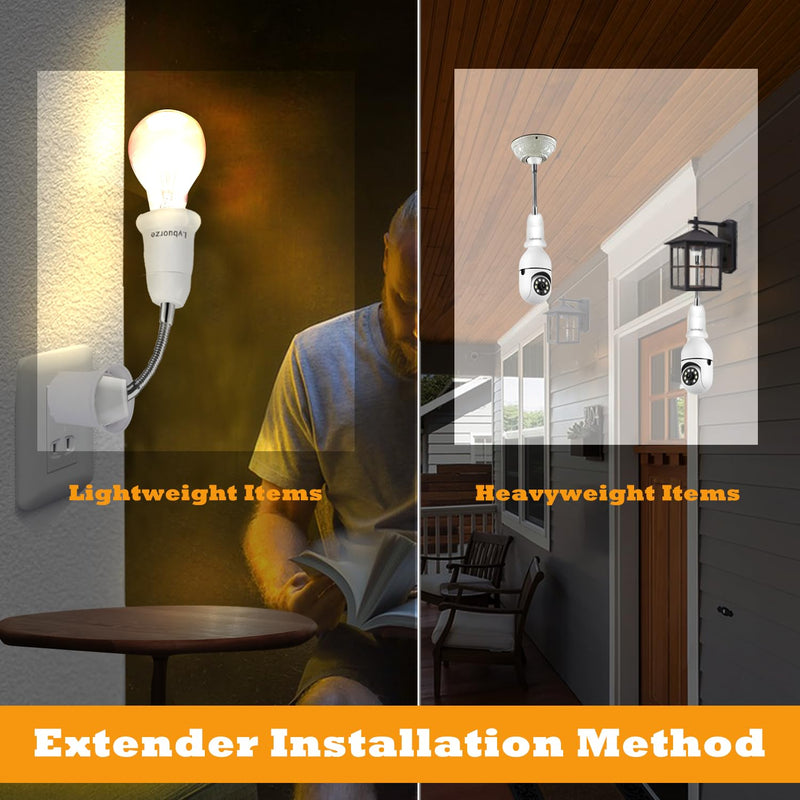 [Australia - AusPower] - Light Bulb Extender Socket (2-Pack), 19 CM/7.5 Inch Bulb Socket Extension, 360° Bendable Adjustable Standard E26/E27 Bulb Screw Base Extender Adapter E26/E27 Light Socket Adapter 