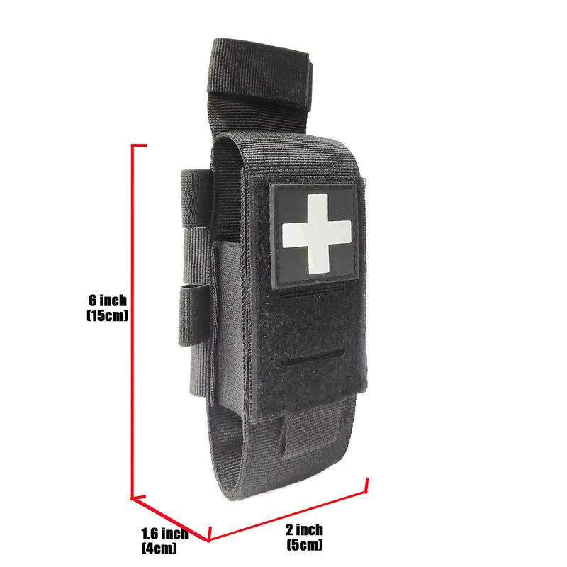 [Australia - AusPower] - Laser Cut Tactical Molle Tourniquet Pouch TQ Holder Tourniquets Holster IFAK TQ Tourniquet Case & Trauma Medical Shear Pouch Pen&Penlight Holder BLACK SET 1 