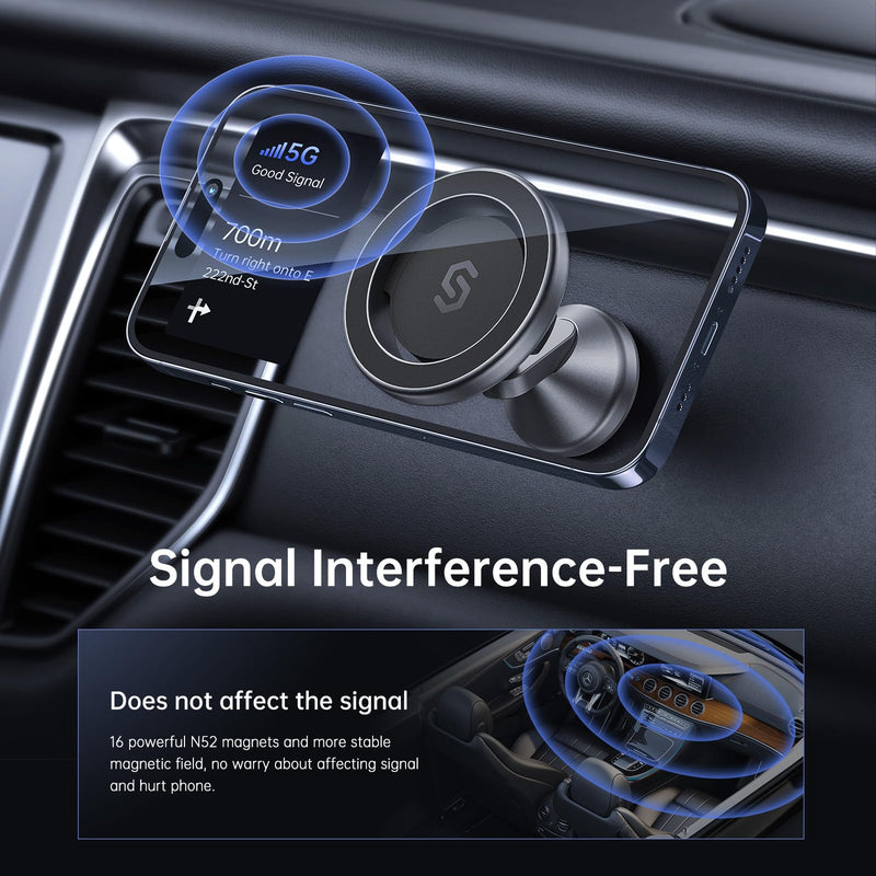 [Australia - AusPower] - SYNCWIRE for MagSafe Car Mount - 360° Rotation Magnetic Phone Holder for Car Dashboard, Strong Magnets Car Phone Holder Mount Compatible iPhone 15 Pro Max 14 13 12,Samsung - MagSafe Car Accessories Space Gray 