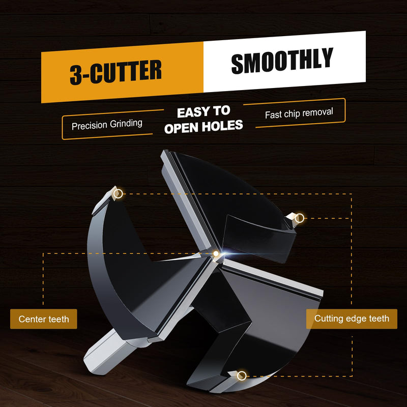 3-1/2" | 89mm Forstner Drill Bit,Triple Flute Tungsten Carbide Tipped - for Hard Wood,Soft Wood Woodworking Hinge Cutter Tool Kits for Veneered Plywood Plastic 3-1/2" | 89mm