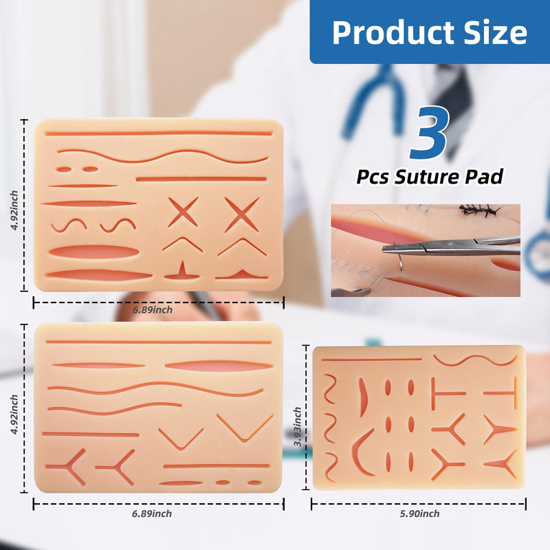 [Australia - AusPower] - Suture Pad 3 Layer Suture Practice Pad with Wounds Suture Practice Kit, Hard to Rip, Tear or Break for Medical and Vet Students Veterinarian Nurses Training and Practice (3 Pcs) 